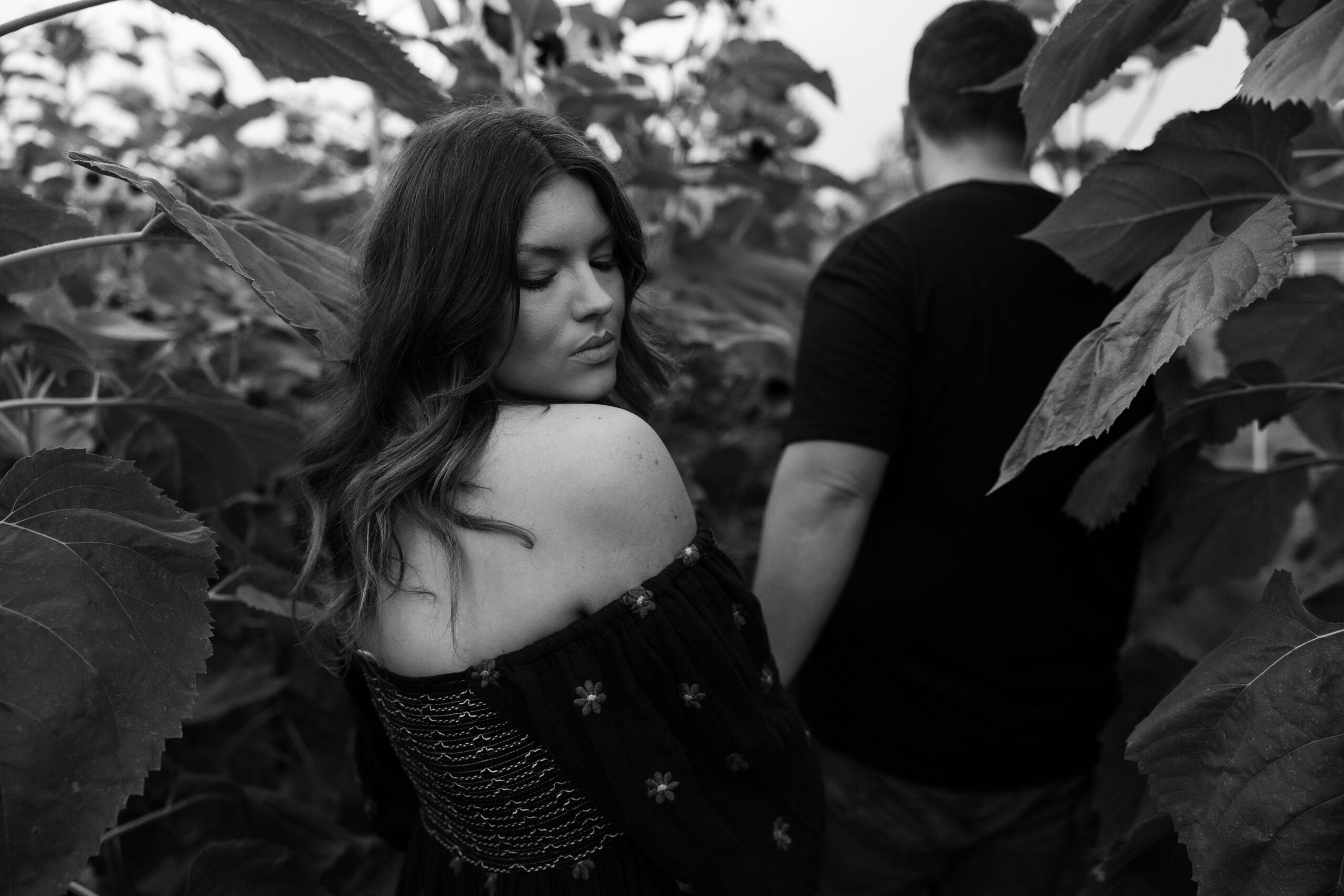 Couple in a sunflower field